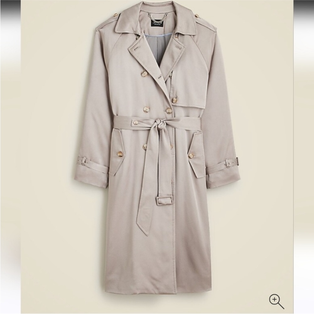 J Crew Relaxed trench coat in satin crepe